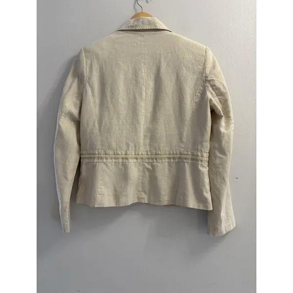 Willi Smith 100% Linen Blazer Size 14 Beige Cream Tailored Jacket Quiet Luxury - Image 3