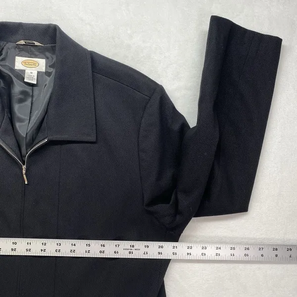 Talbots blazer jacket womens 18 black‎ 100% wool zip front collared - Image 2