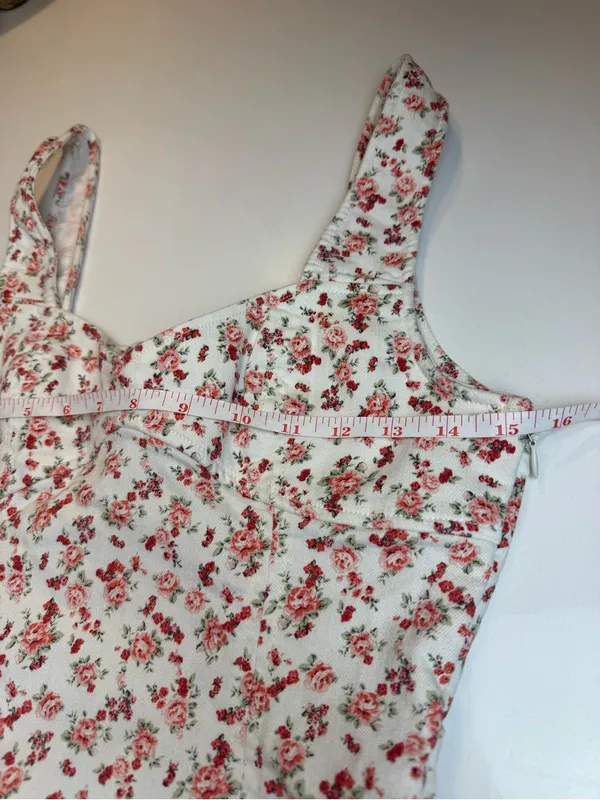 Forever 21 White Mini Summer Dress with‎ Pink Floral Print Size M - Image 8