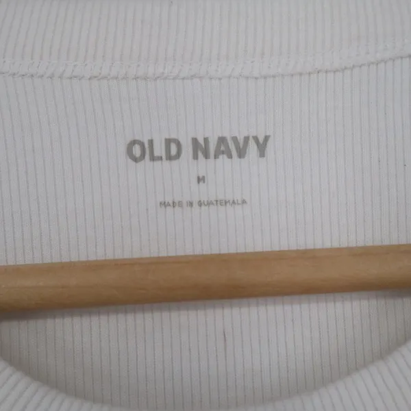 Old Navy Womens White Ribbed Knit Short Sleeve Crew Neck Crop Top Size M - Image 2