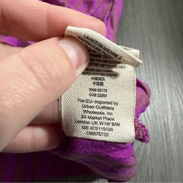 Free People Folk Town Linen Blend Purple‎ & Tan Striped Mini Dress Size S - Image 7