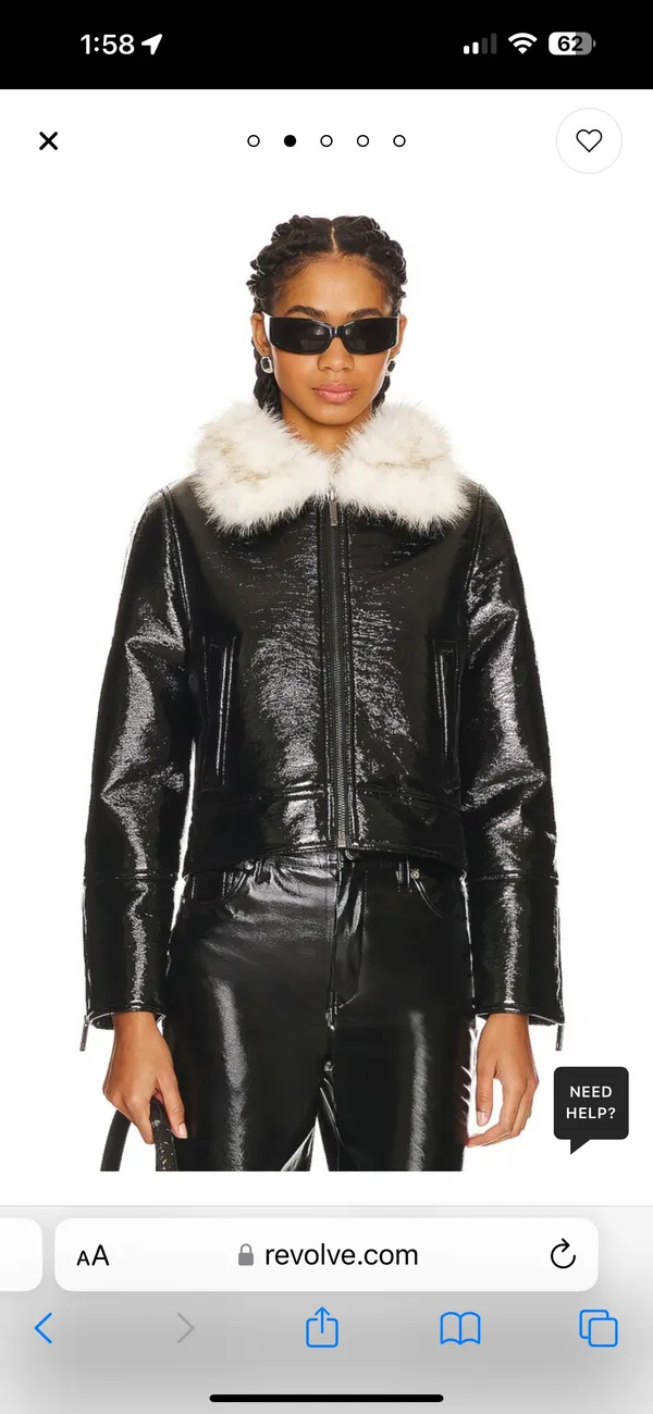 Revolve NWOT Unreal Fur Wet Look aviator jacket - Image 2