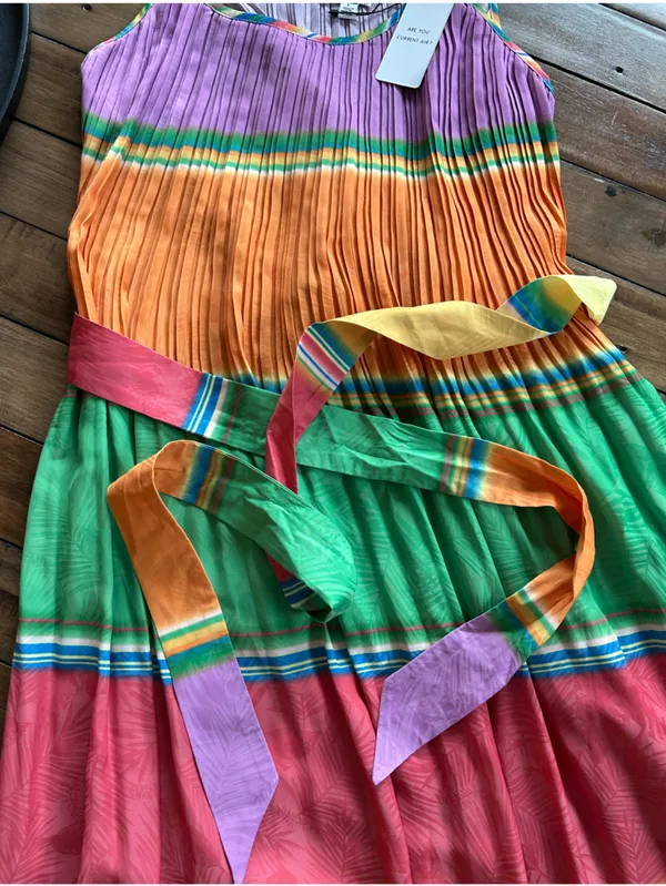 NWT Current Air Pleated Colorblock Maxi Dress L - Image 7