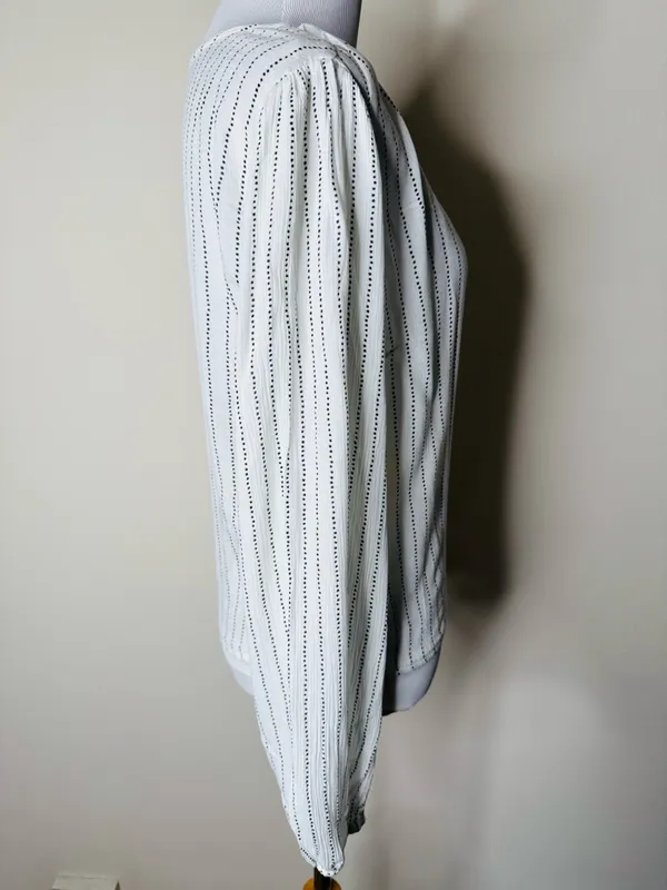 Abercrombie White and Black Striped Wrap Front Bodysuit - Image 5