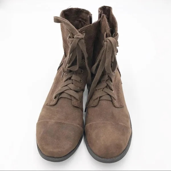 Lane Bryant Brown Perforated Fabric Combat Boots - Image 4