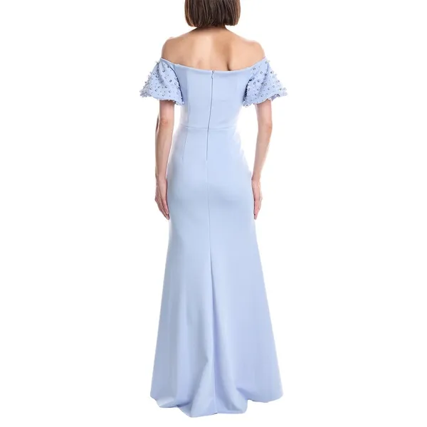 Eliza J Periwinkle Blue Embellished Puff Shoulder Maxi Dress Gown - Image 9