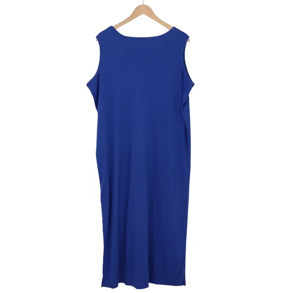 Basic Editions Plus Dress Womens 1X Maxi Blue Sleeveless Knit Casual Excellent - Image 3