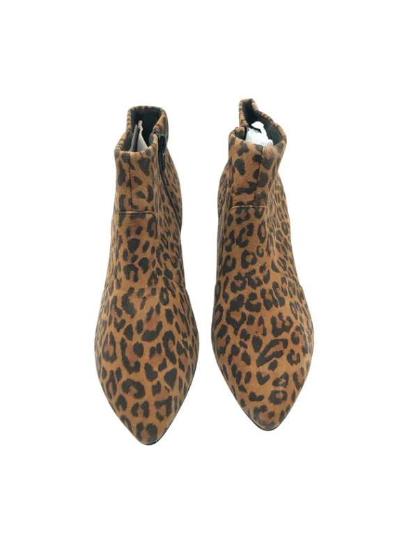 Clarks Linvale Judith Ankle Boots Suede Leopard Print Pointed Toe Heel Brown 6 - Image 2