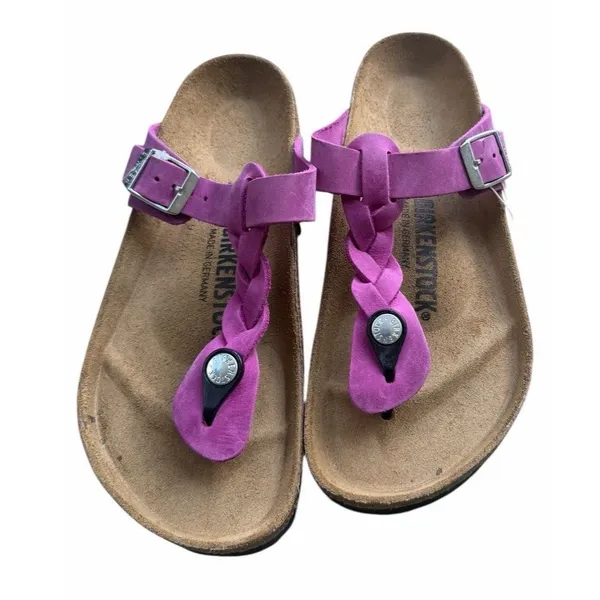 NEW BIRKENSTOCK Gizeh Braided Women 6 36 Regular Festival Fushia Leather Sandals - Image 8