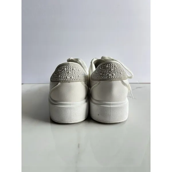 Vintage Havana Women Size 8 White Pearl Studded Star Platform Sneakers Low Top⁠ - Image 3