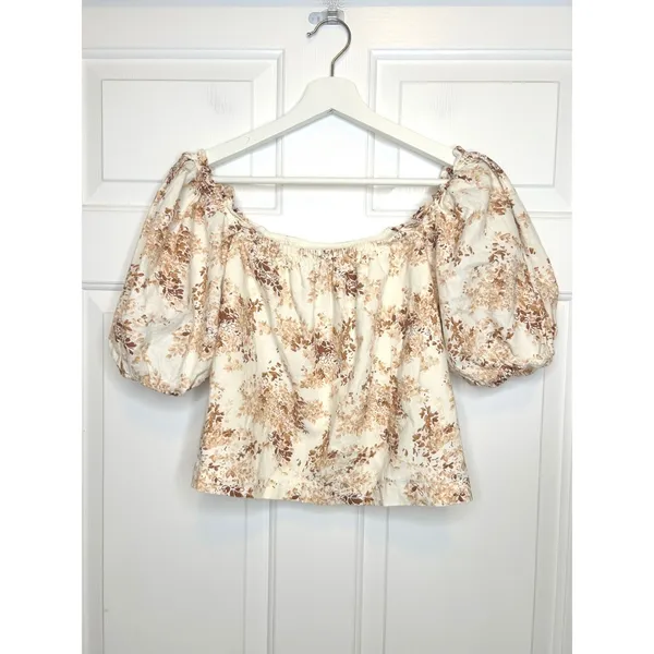 Abercrombie & Fitch Floral‎ Puff Sleeve Linen Top XS - Image 2