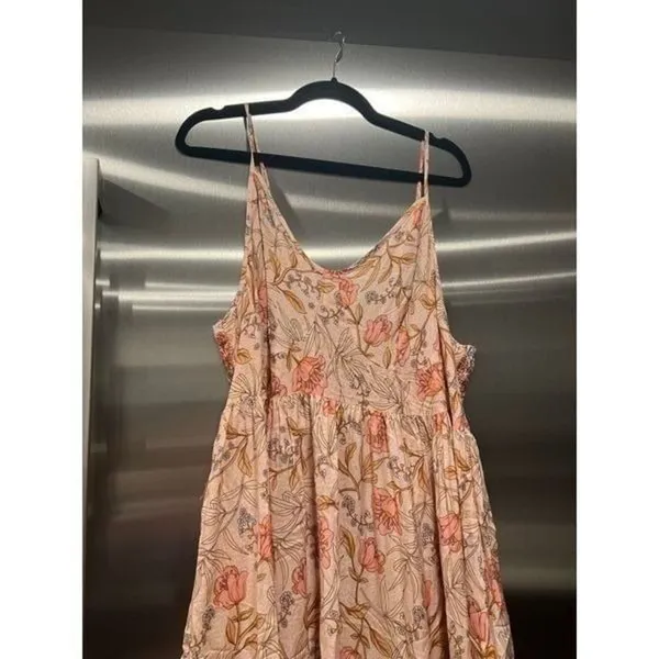 Cori Lane Womens Peach Pink Ruffle Sleeve V-Neck Floral Maxi Dress Size 2XL - Image 3