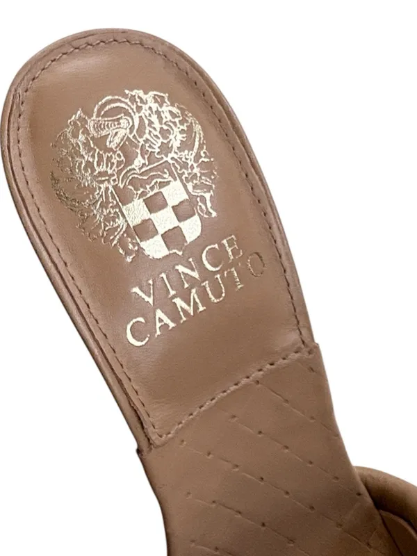 Like New Vince Camuto Leather Brelanie Woven Heeled Sandals Tan Size 5.5 - Image 5