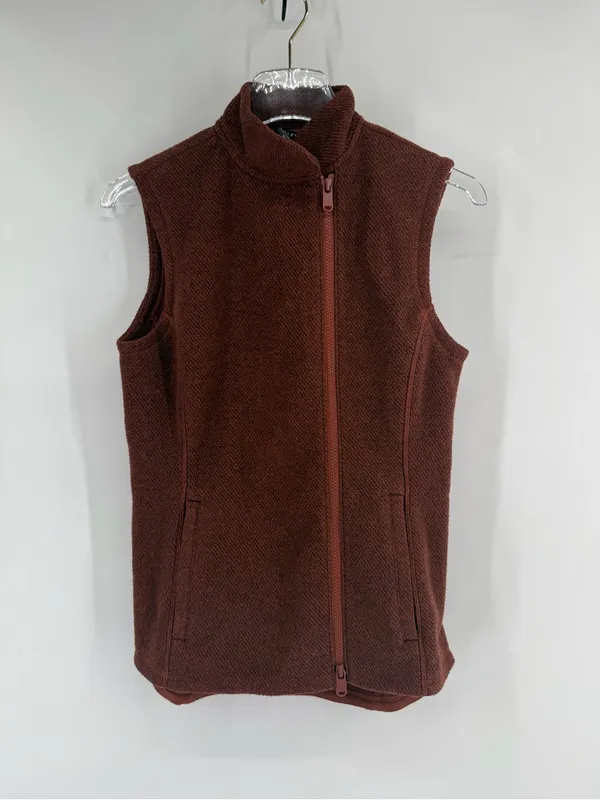 Athleta Stroll Fleece Moto Vest size‎ xs Rust Orange - Image 4