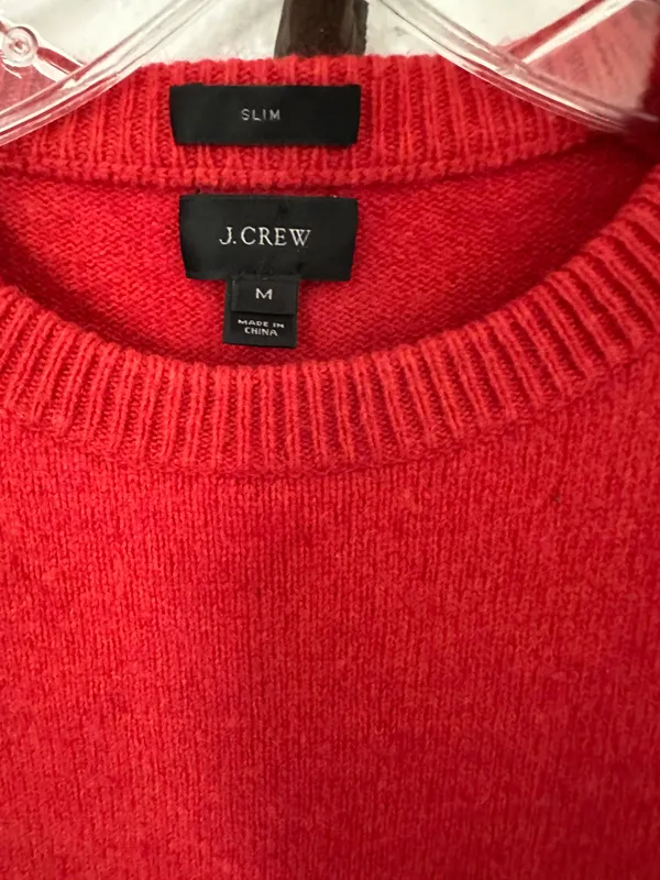 Aplaca /Merino Wool Blend Red Sweater w/Elbow Patches/ SLIM FIT~ M - Image 4