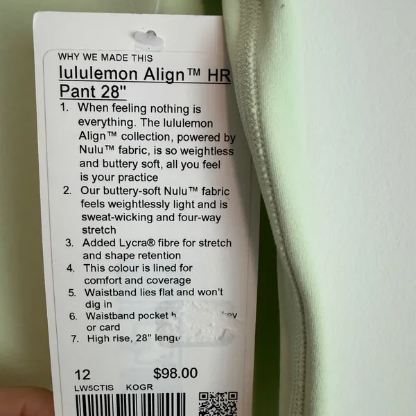 Lululemon Align HR Pant 28" Size 12 Kohlrabi Green NWT Yoga Sporty LW5CTIS - Image 4
