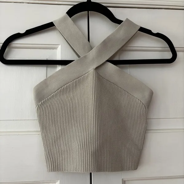 Babaton Criss Cross‎ Sculpt Knit Aritzia Cropped Tank Top Size XS - Image 4