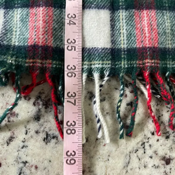 J.Crew Plaid Scarf Womens OS Red Green Holiday Academic Wool Blend Made in Italy - Image 6