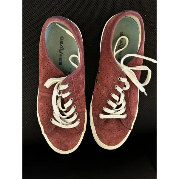 Seavees Shoes Sneaker Womens Sz 8.5 Monterey Varsity Red‎ Suede Perforated - Image 7