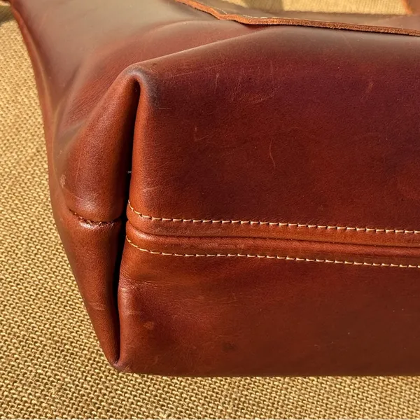 Lifetime Leather Co Brown Leather Large Tote Bag USA Handmade Zip Top - Image 7