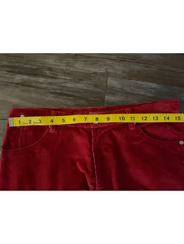 Vtg Rip Curl Girl Womens 7 Red Low Rise Corduroy Flare Pants - Image 4