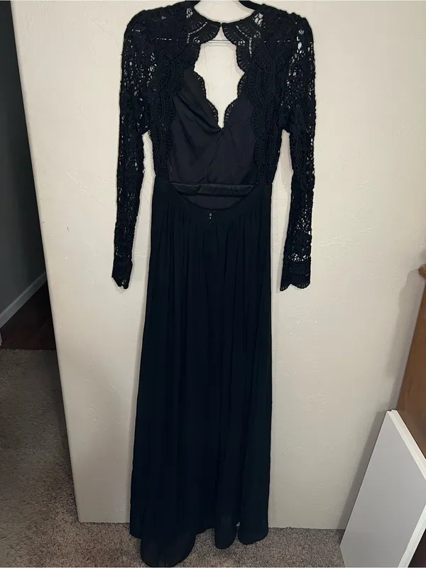 Lulus Awaken My Love Black‎ Lace Open Back Cutout Formal Gown Maxi Dress - Image 6