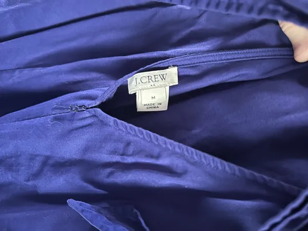 J.CREW Blue Sleeveless Ruffle Bow Short A-Line Dress Round Neck Size M - Image 5