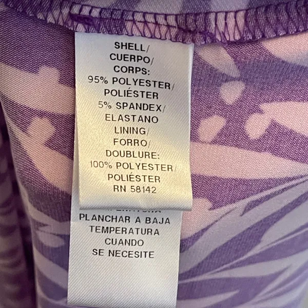 London Times Purple‎ White Leaf Print Flutter Sleeve V-Neck Midi Dress Womens 6 - Image 7