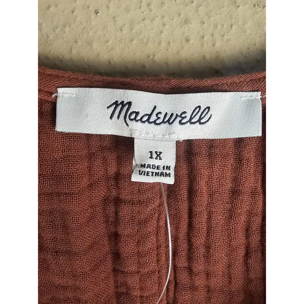 NWT‎ Madewell Womens Burnished Mahogany Lightspun Maira Wrap Top Shirt Blouse 1X - Image 4