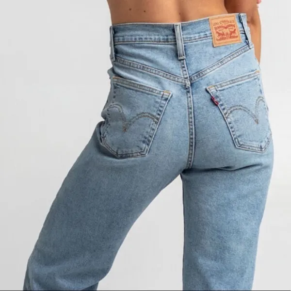 LEVI'S Worn To Ride Ribcage Straight Jeans in Light Blast‎ Size 30 - Image 4