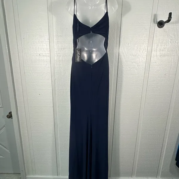 LA FEMME Navy Ruched Jersey Trumpet Gown Dress SIZE 6 NWT - Image 12