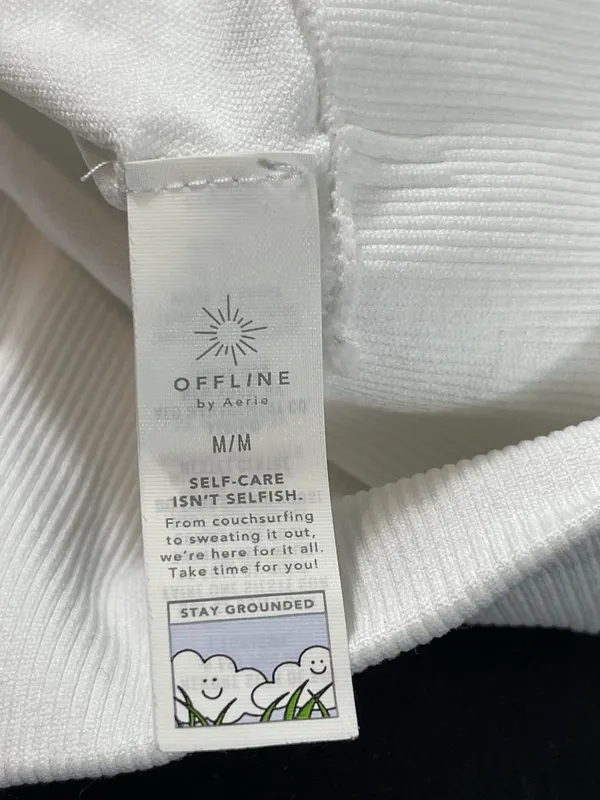 OFFLINE By Aerie Seamless Top Womens M White Cropped Long Sleeve Activewear - Image 5