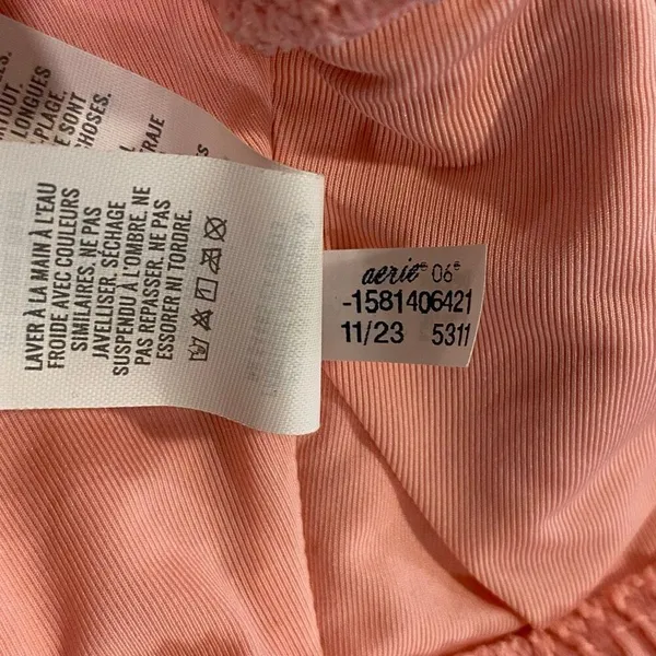 Aerie Real Good Ribbed Bikini Top Pink Scoop Neck Cutout Swimsuit Large - Image 4