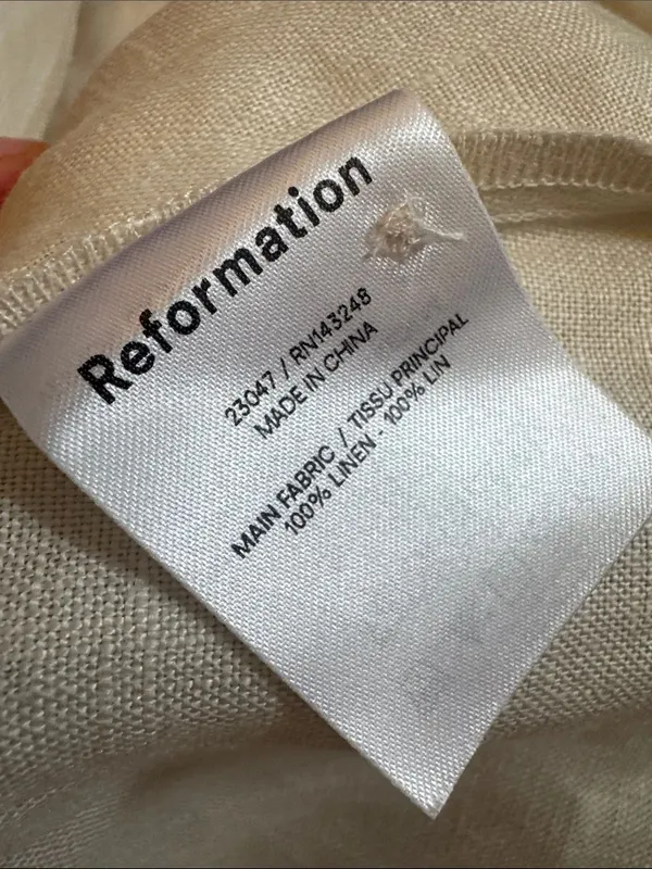 Reformation Barrington Linen Dress in cream 2 NWT - Image 6