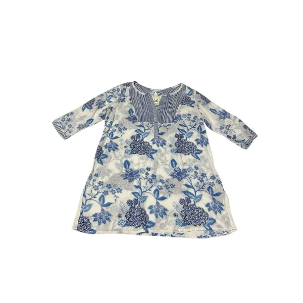 Anthropologie MERMAID Small Floral Sea Holly Tunic Top‎ Stripes Beach Summer F10 - Image 2