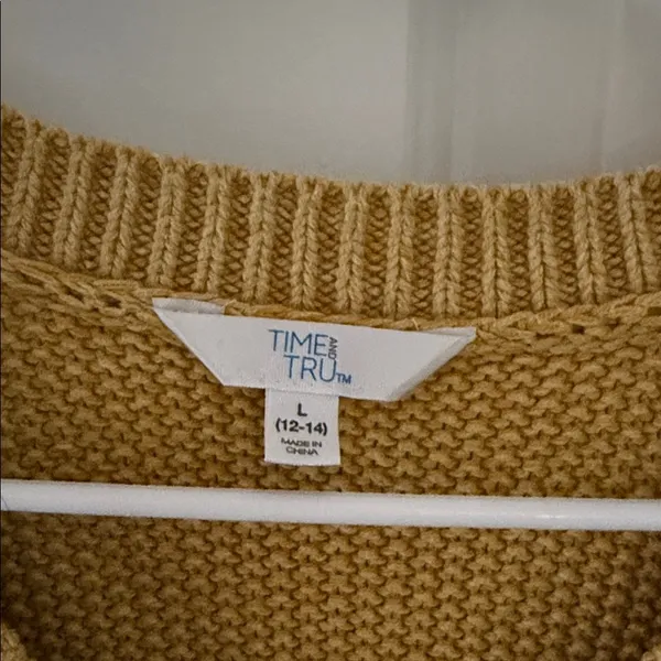 Time and Tru Mustard V-Neck Knit Sweater - Image 3
