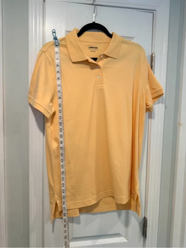 NWOT Lands End Size L Pale Yellow Short Sleeve Cotton Collared Polo Shirt - Image 6