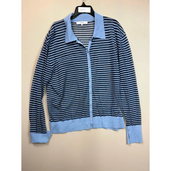 Frame Collared blue Striped Cardigan Medium - Image 2