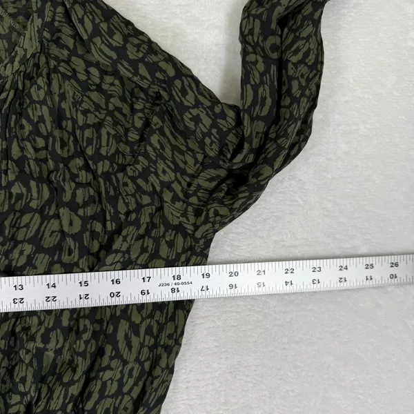 Rails Jasmine Olive Batik Cheetah Smocked Mini Dress Green Animal Print Large - Image 3