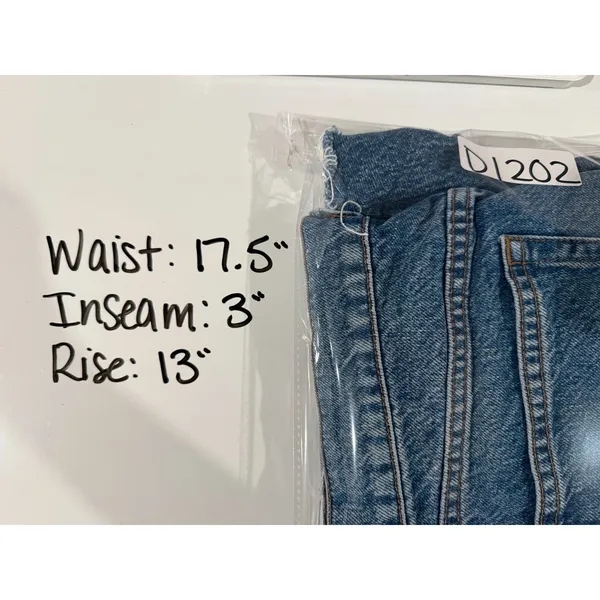 Reformation Shorts Denim High Rise Button Fly Cut Off Sz 31 Blue Distressed‎ - Image 5