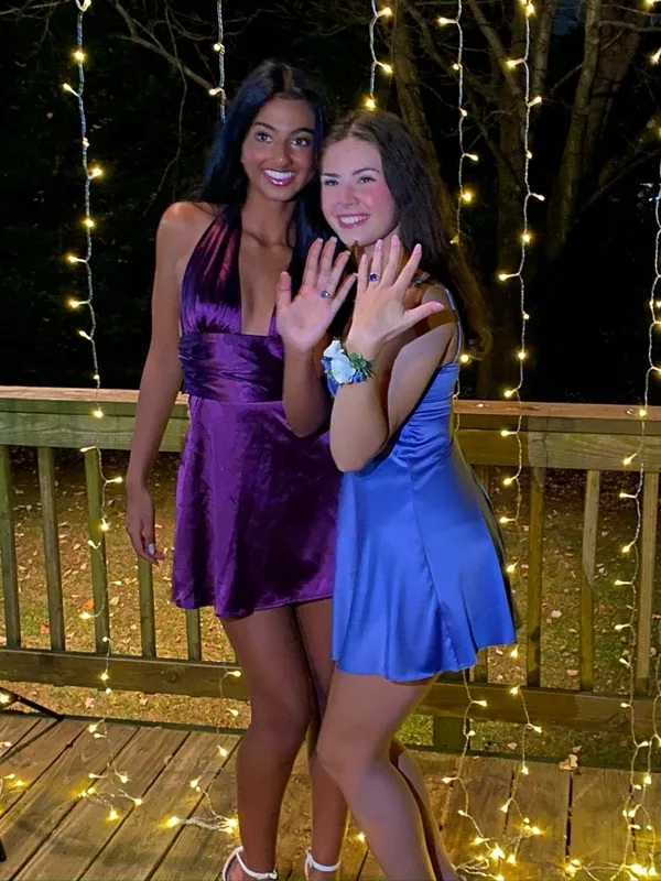 Lucy in the Sky Waverly Satin Dress Purple Homecoming Dress - Image 3