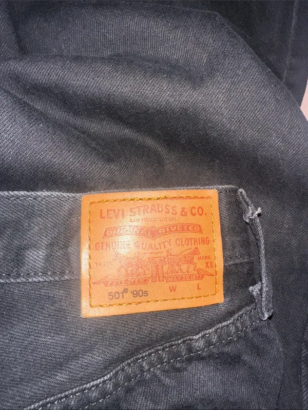 Levi’s 501 Straight Leg 5 Button Closure Black Strigid Jeans - Image 4