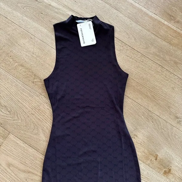 Peppermayo - Cool To Be Kind Mesh Dress in Chocolate Monogram in Dark Brown - Image 2