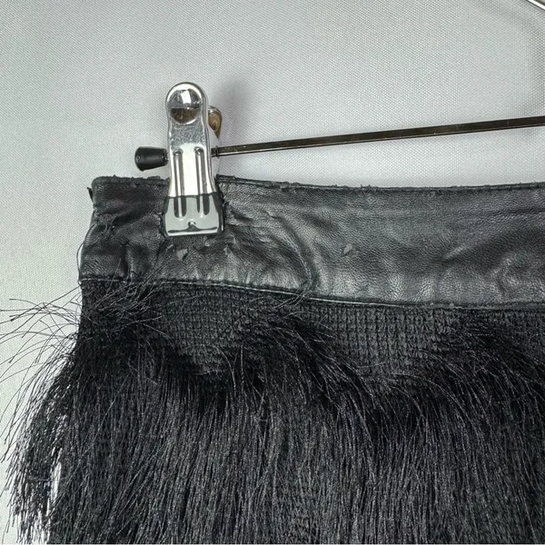 JOA Black Layered Fringe‎ Leather Waistband Flapper Mini Skirt XS - Image 5