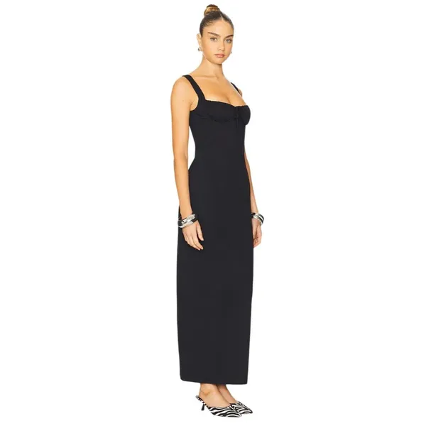 LIONESS Hot Nights Maxi Dress in Onyx XSmall New Womens Long Cotton Gown - Image 3