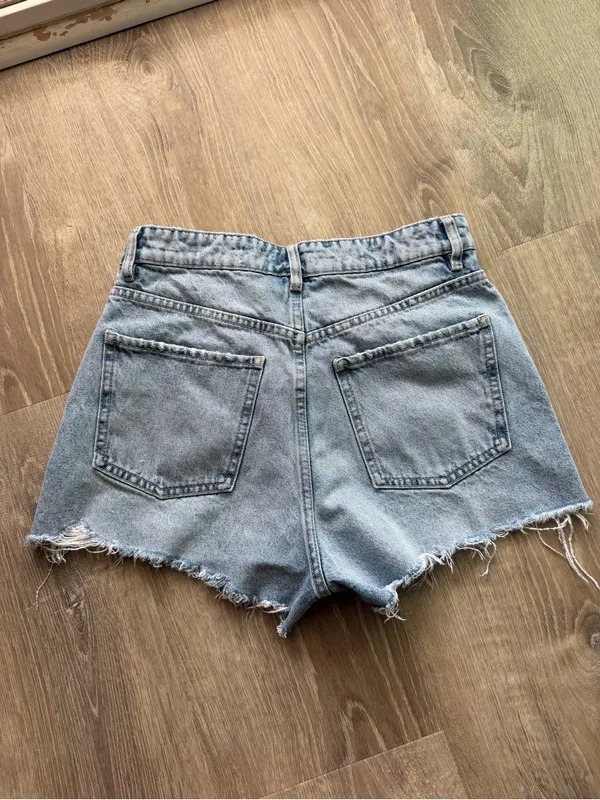 Zara Light Blue Distressed Denim Cutoff Shorts - Image 2