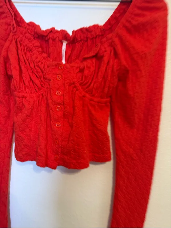 Free People‎ Ladybug Long Sleeve Crop Top - Image 3