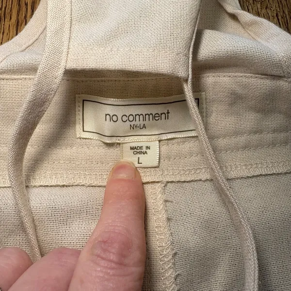 NWT No Comment Womens Cream Wide Leg‎ Overalls Size Large boho cottage cotton - Image 4
