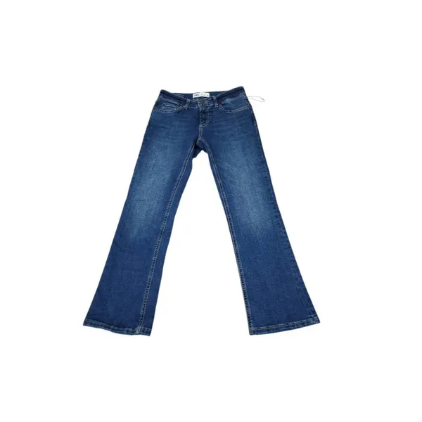Zara Jeans Cropped Low Rise Flare Dark Wash Blue Stretch Slim Fit Women's Size 2 - Image 2