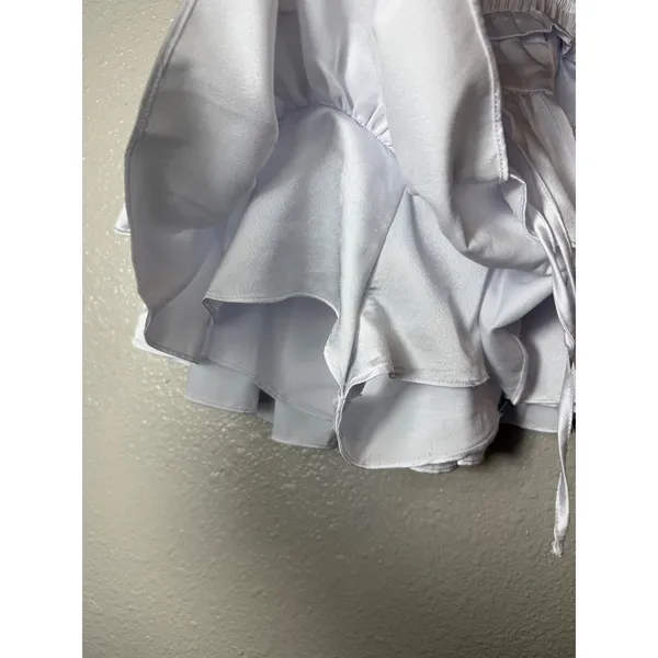 Day + Moon A1196-HNH White Satin Tiered Ruffle Skort Size S - Image 5